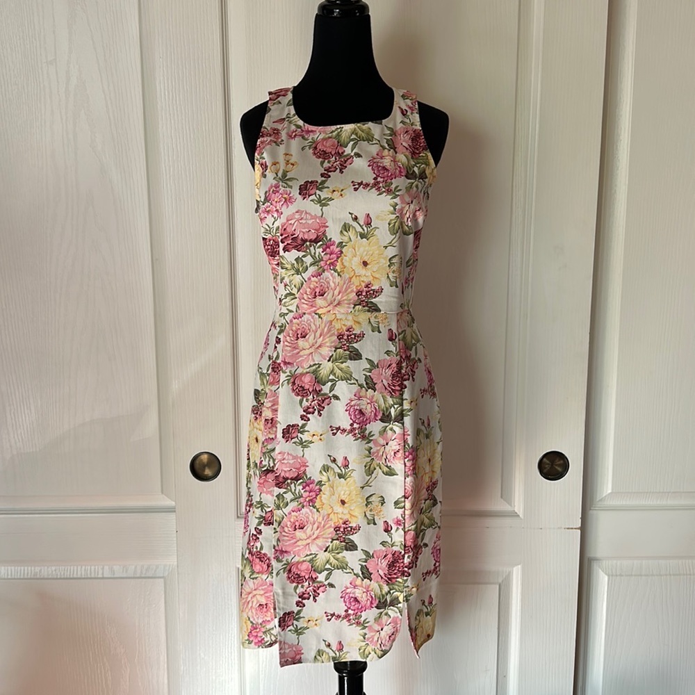 MAZOOMA FLORAL PRINT SHEATH BUSINESS HIGH NECK DRESS